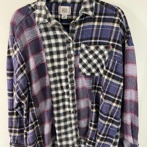 BDG Robbie Spliced Flannel Button-Down Shirt